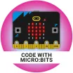 Micro:bit on a pink background circle 
