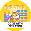 Scratch logo on top of scratch coding and drag and drop coding 