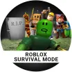 roblox zombie survival mode characters in a circle badge with a tombstone
