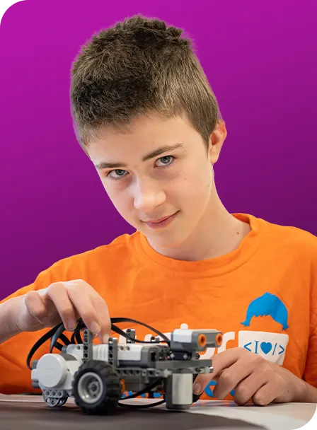 Student building a lego mindstorms robot