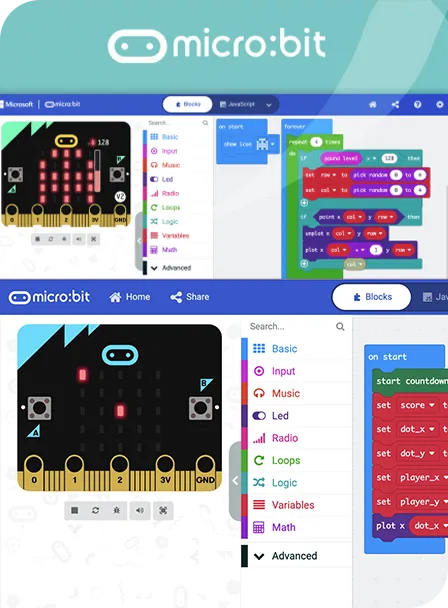 Micro:bit coding console used in MakeCode Arcade