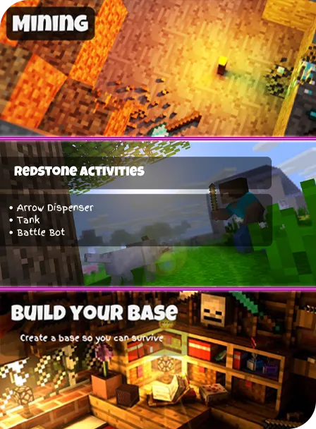 3 Minecraft Survival Mode activities in courses