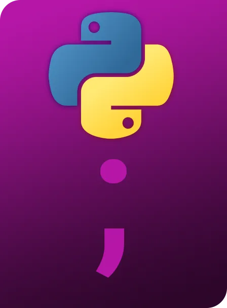 Python logo and code syntax on purple background