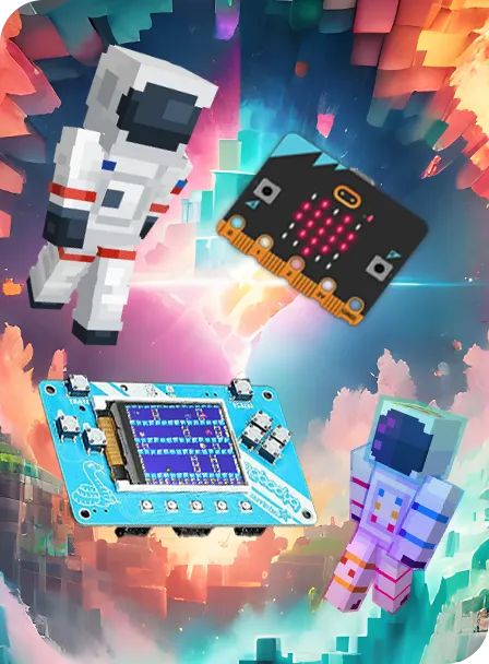 minecraft man mircobit and arcade game development icon