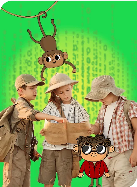explorer kids codemoney in front of green background