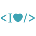 I heart code graphic using coding languages